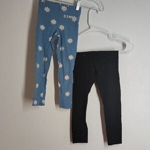 Two Leggings Kids Blue Floral and Black